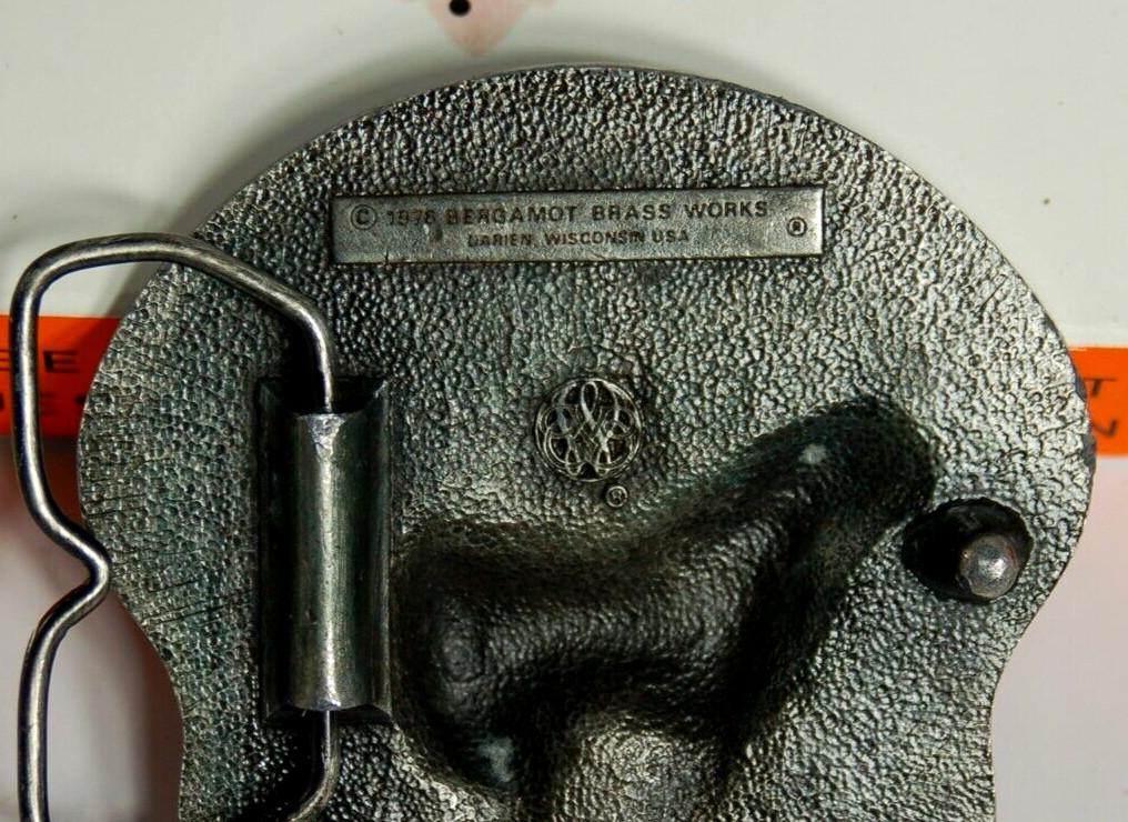 Jumbo Elephant western belt buckles pewter 1978 Bergamot Brass Works 3 inch