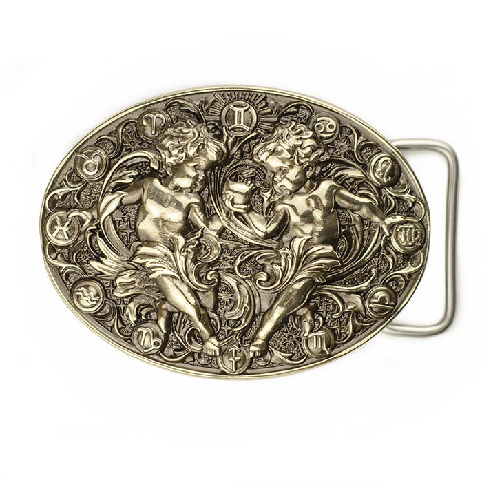 Gemini german silver buckle, Twins Horoscope Astrological Zodiac Sign buckle