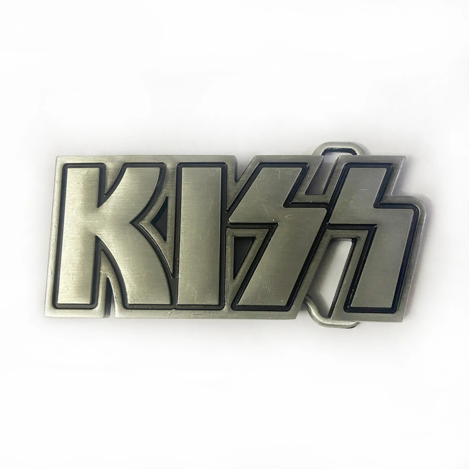 KISS Belt Buckle logo Chrome silver Gene Paul Ace Peter Zinc Alloy rock metal