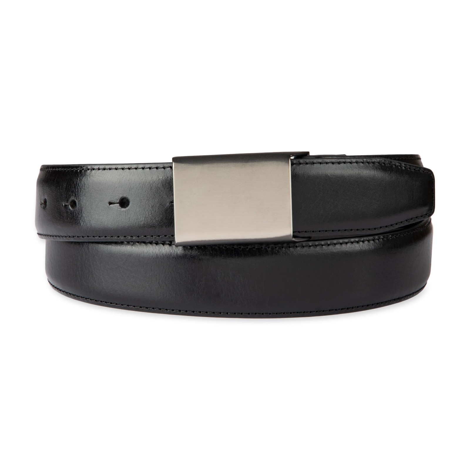 Haggar Men&rsquo;s Sleek Plaque Buckle Dress Belt Large (38-40), Black
