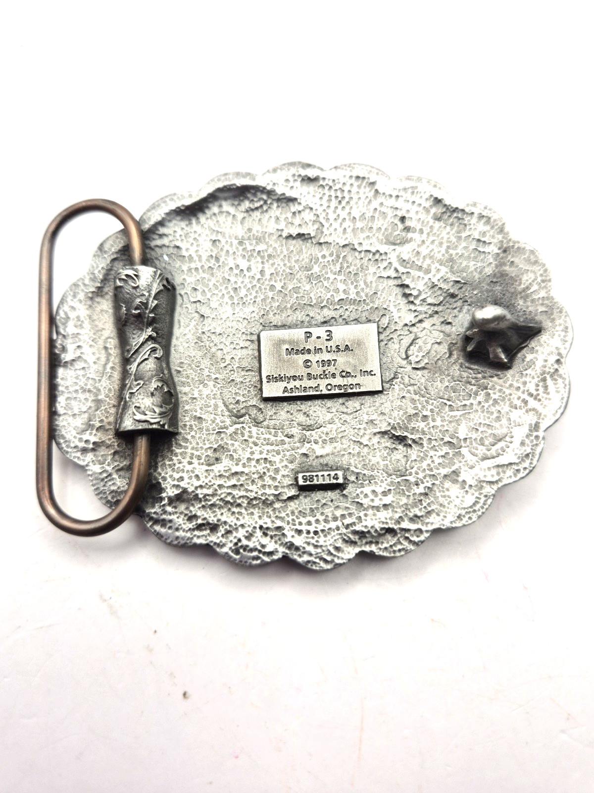 Vintage Siskiyou Pewter Belt Buckle 2.5&Prime; Southwestern Made In USA Stone Center
