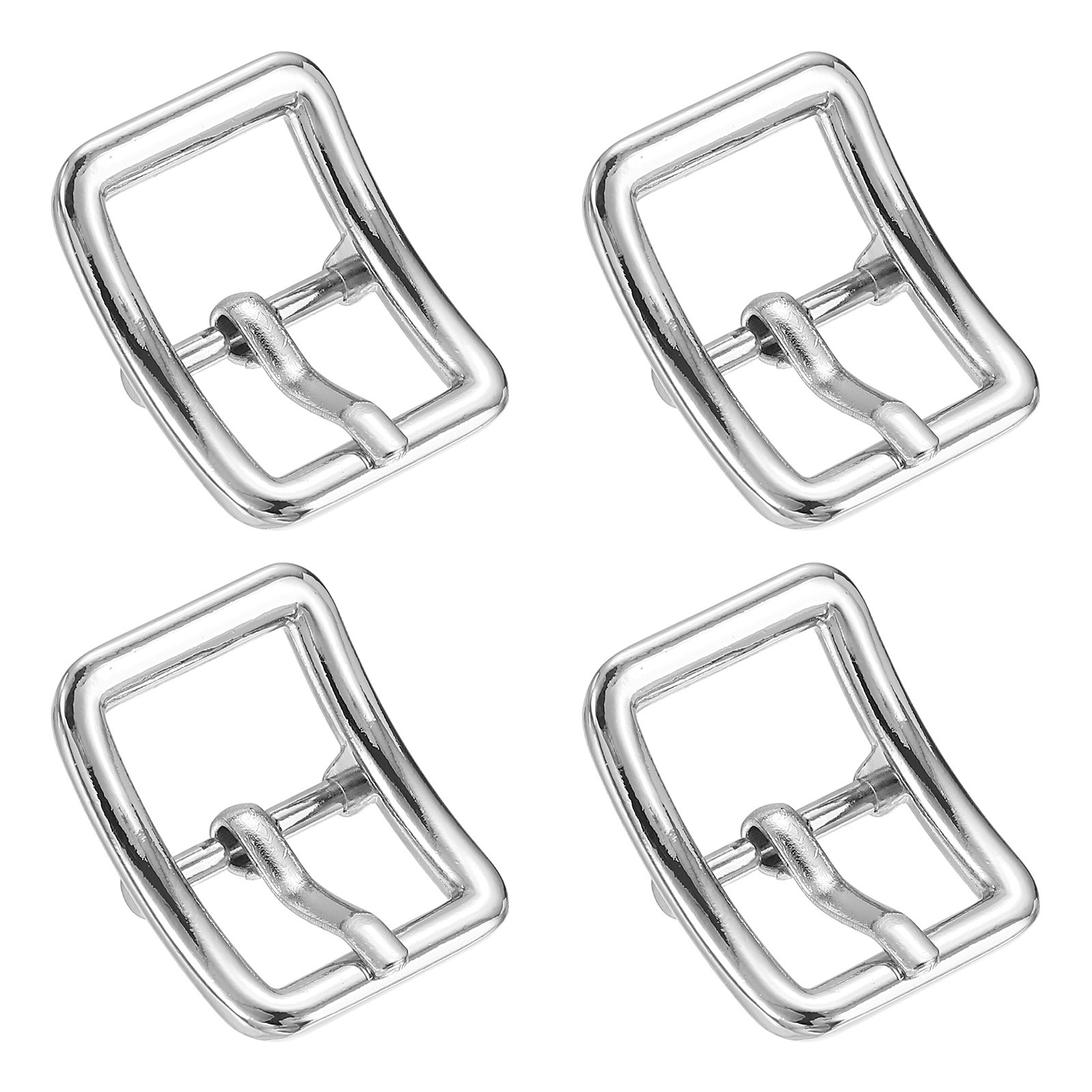 4Pcs Single Prong Belt Buckle 0.63&Prime; ID Curved Bow Buckle for Belt, Silver