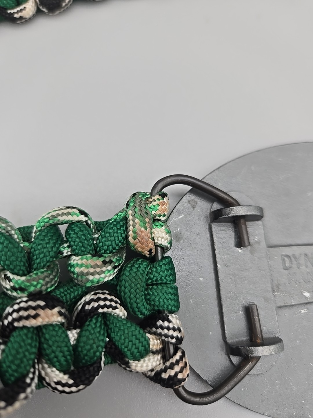 Dyna buckle belt Geronimo silver and black Paracord belt green 39 inches