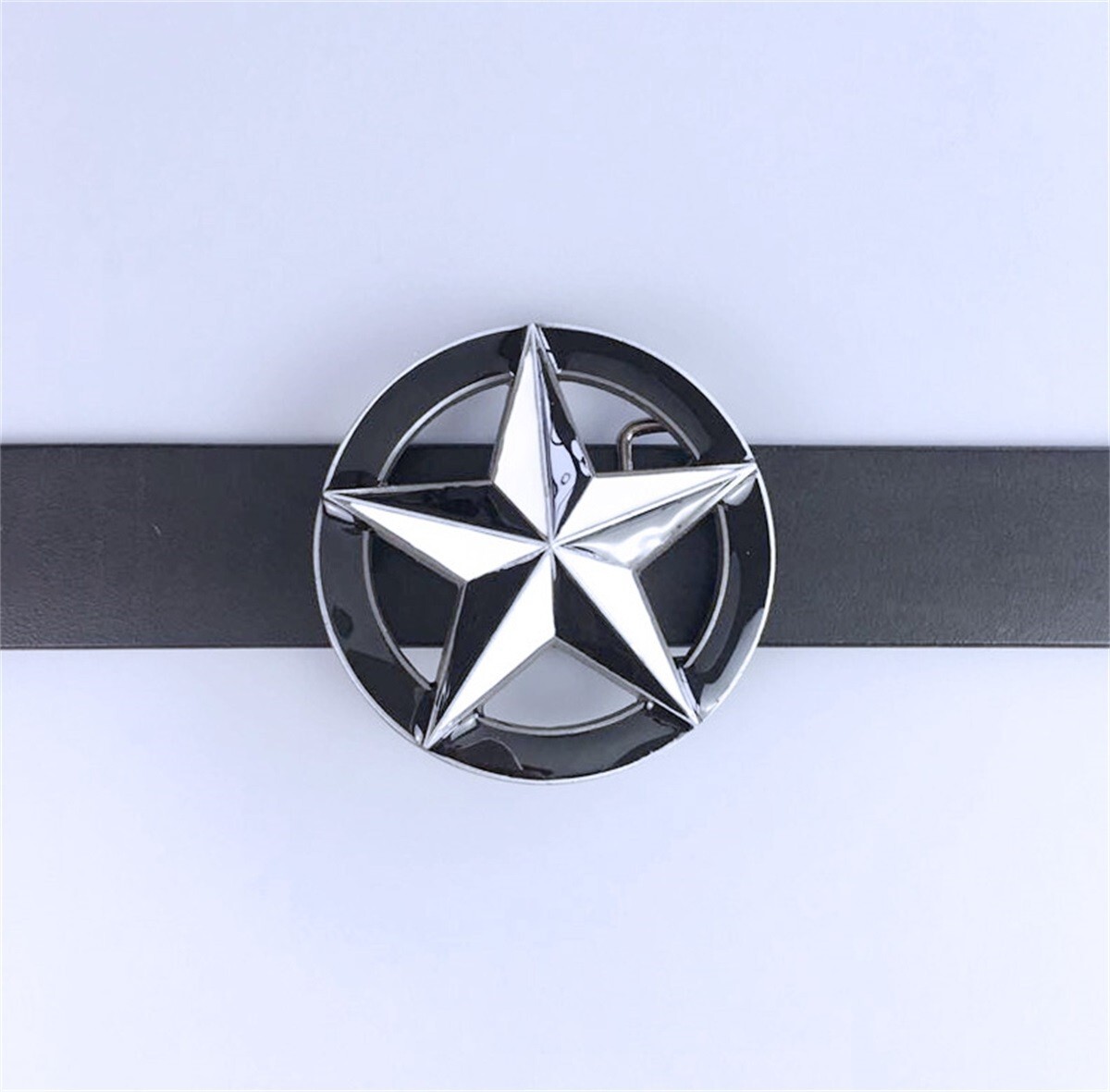 Vintage Black White Enamel Circle Star Belt Buckle Boucle de ceinture