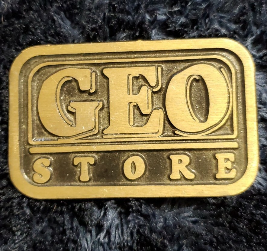 GEO STORE BELT BUCKLE. Solid Brass