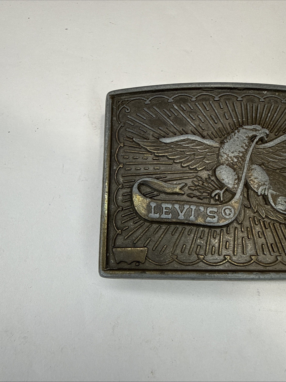 1970s-80s vintage LEVIS belt buckle BRASS america EAGLE usa WESTERN cowboy