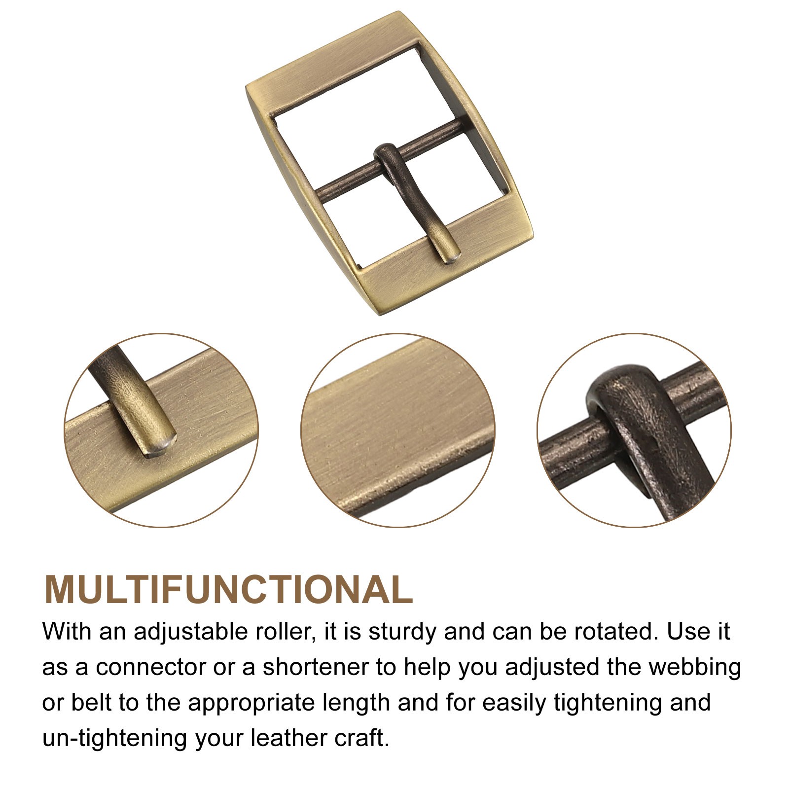 8Pcs 1&Prime; Single Prong Belt Buckle Square Center Bar Buckles Bronze