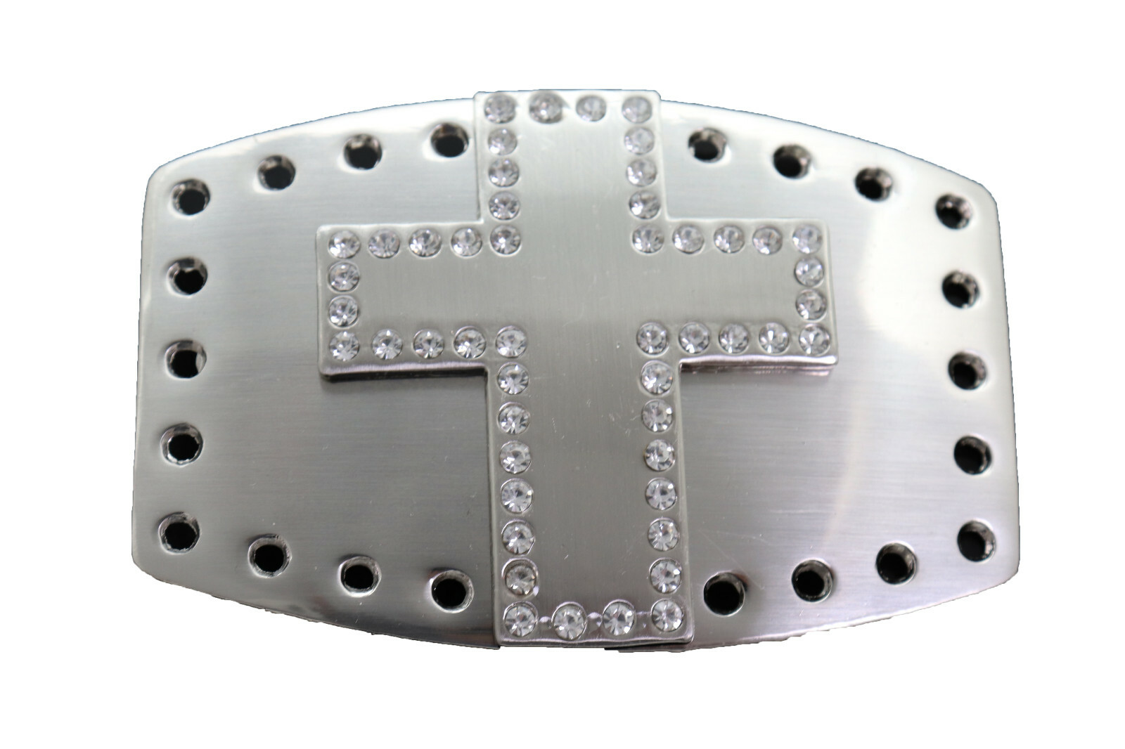 Men Women Silver Metal Rocker Gothic Fashion Buckle Cross Ranch Rodeo Outdoor