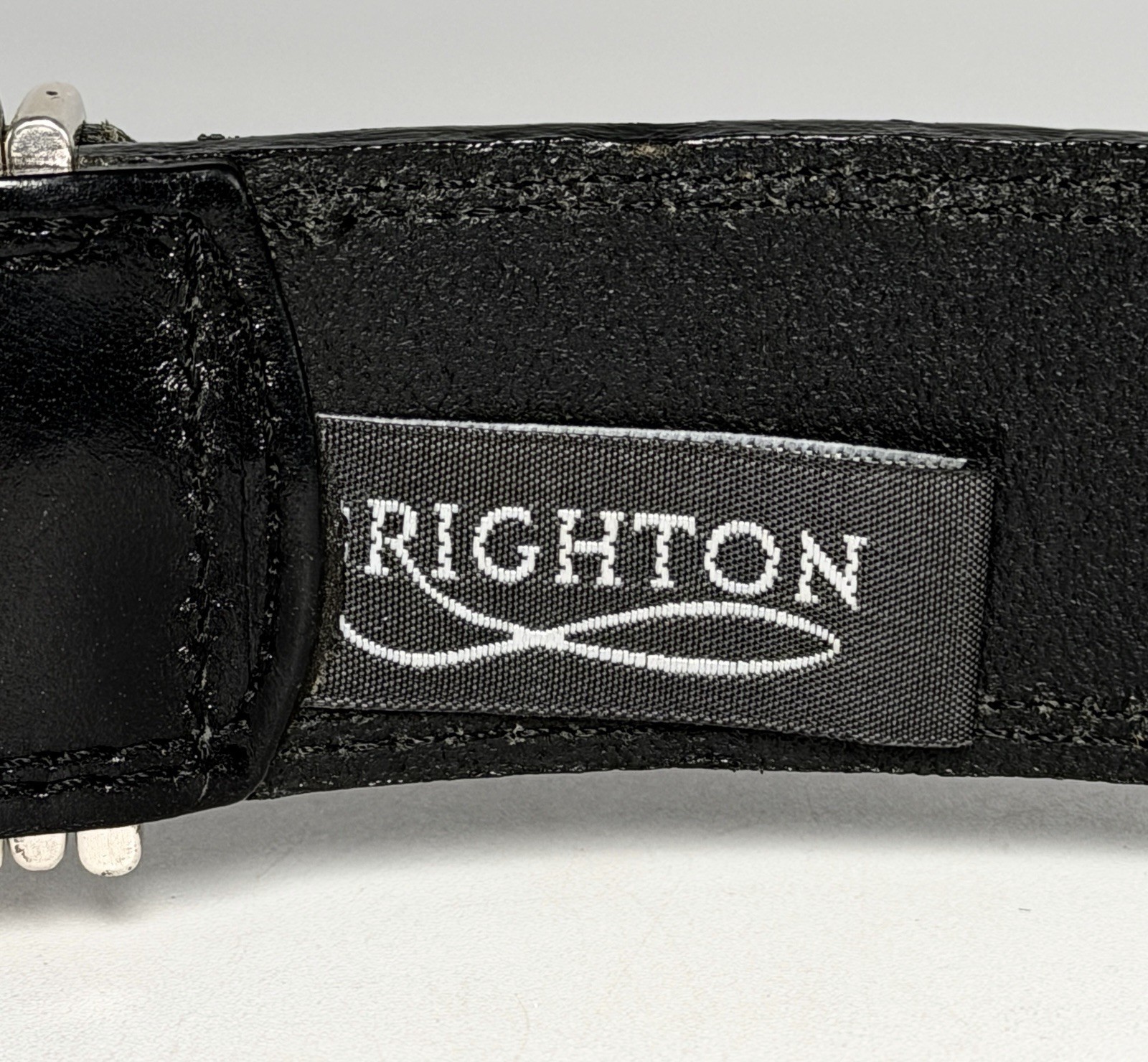 Brighton Black Leather Belt Silver Accents Small 48003