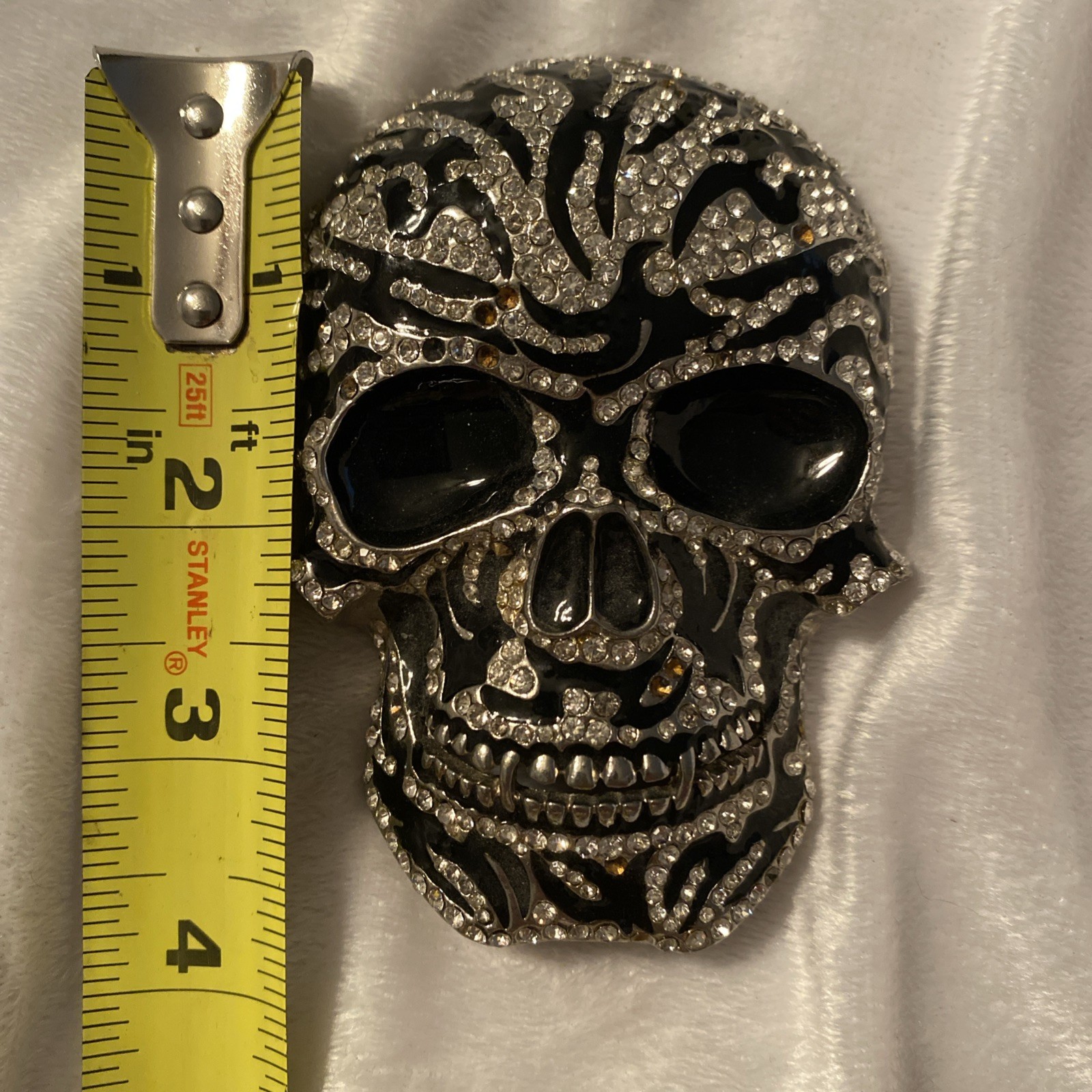 Skull Belt Buckle Lot (2) Silver Bling Rhinestone Punk Horror Gothic Pirate