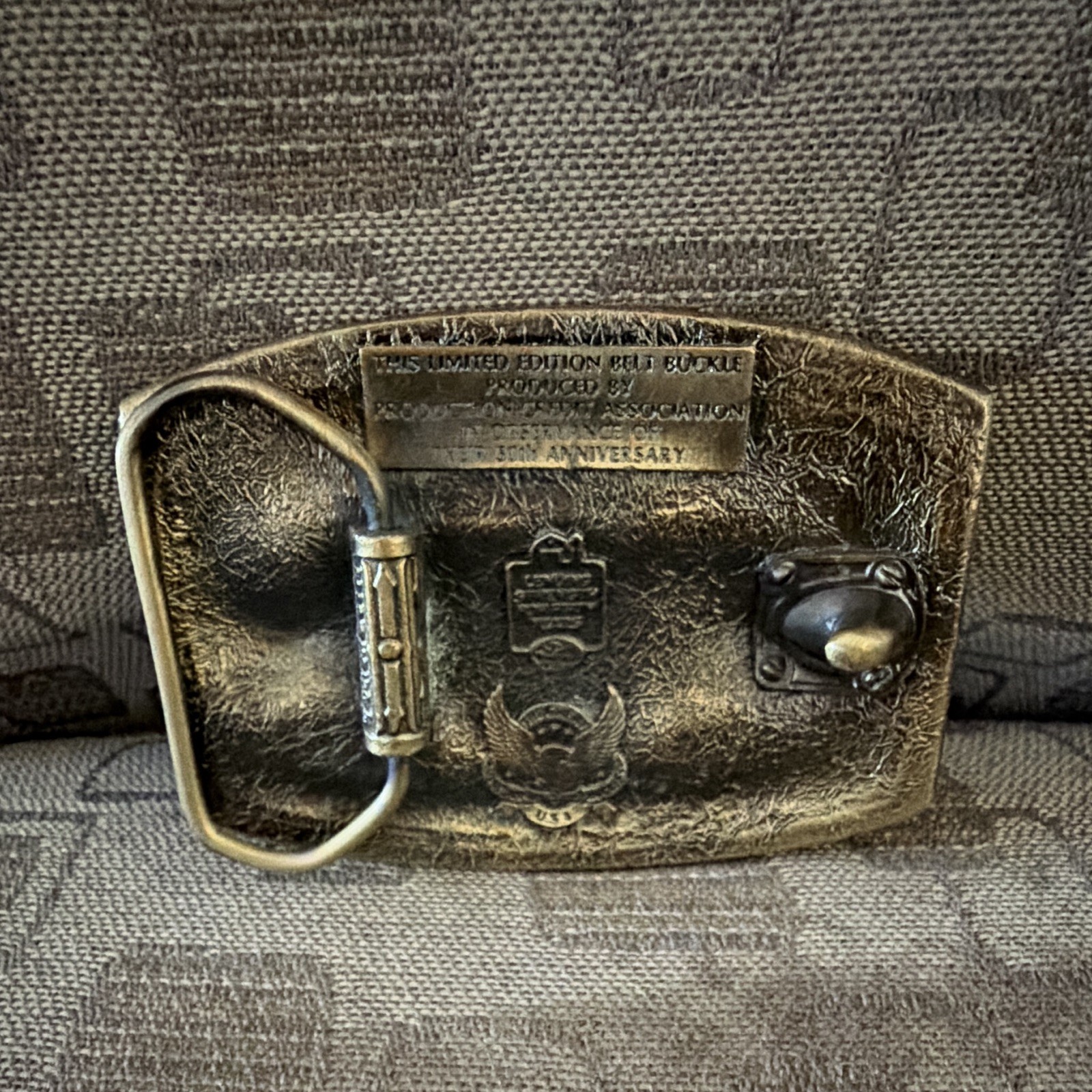 Western Metal Bull Belt Buckle « The First PCA Loan » 1933-1983, 1.5in