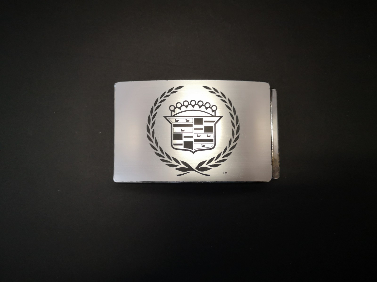Vintage Cadillac Emblem Silver Metal Belt Buckle Unisex USA Made Preowned