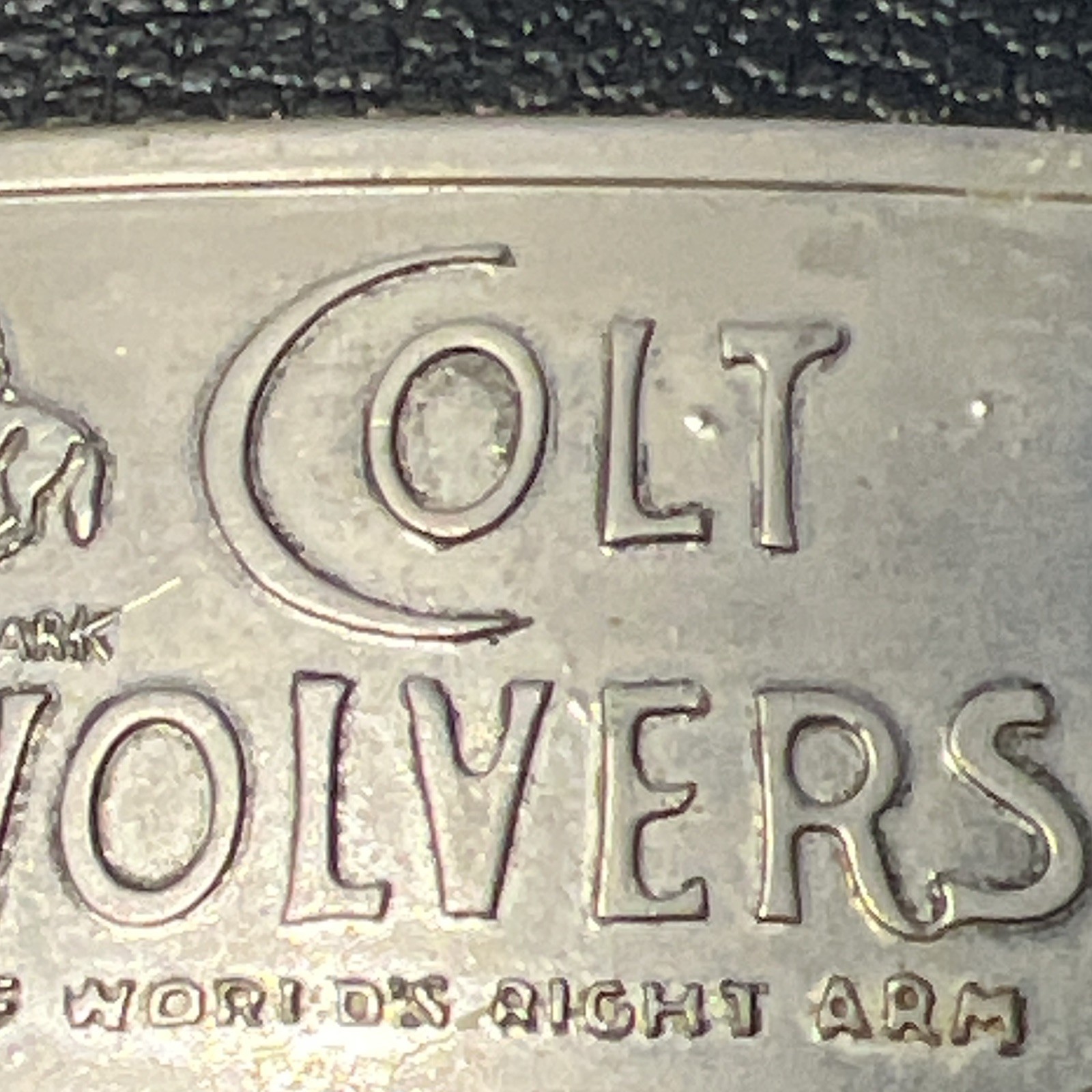 Colt Revolvers Vintage Silver Metal Western Belt Buckle Rectangular Logo