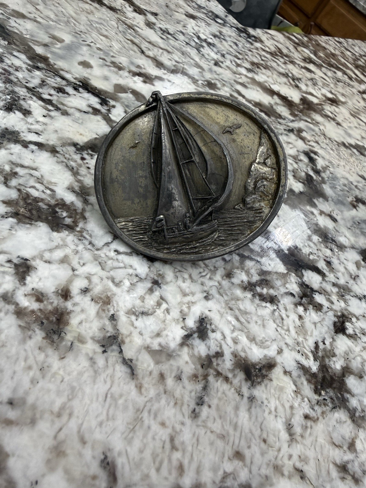 Vintage 1983 Bergamot Brass Works Sailing Ship Belt Buckle V-146