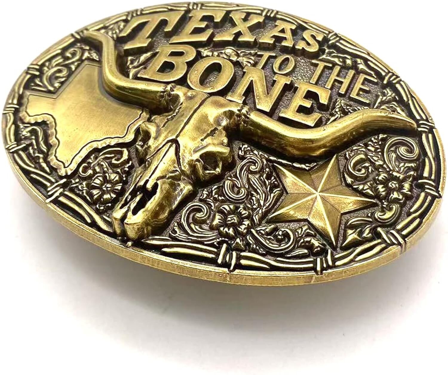 Texus longhorn belt buckle vintage Western Cowboy Retro Cool Oval Large Bull