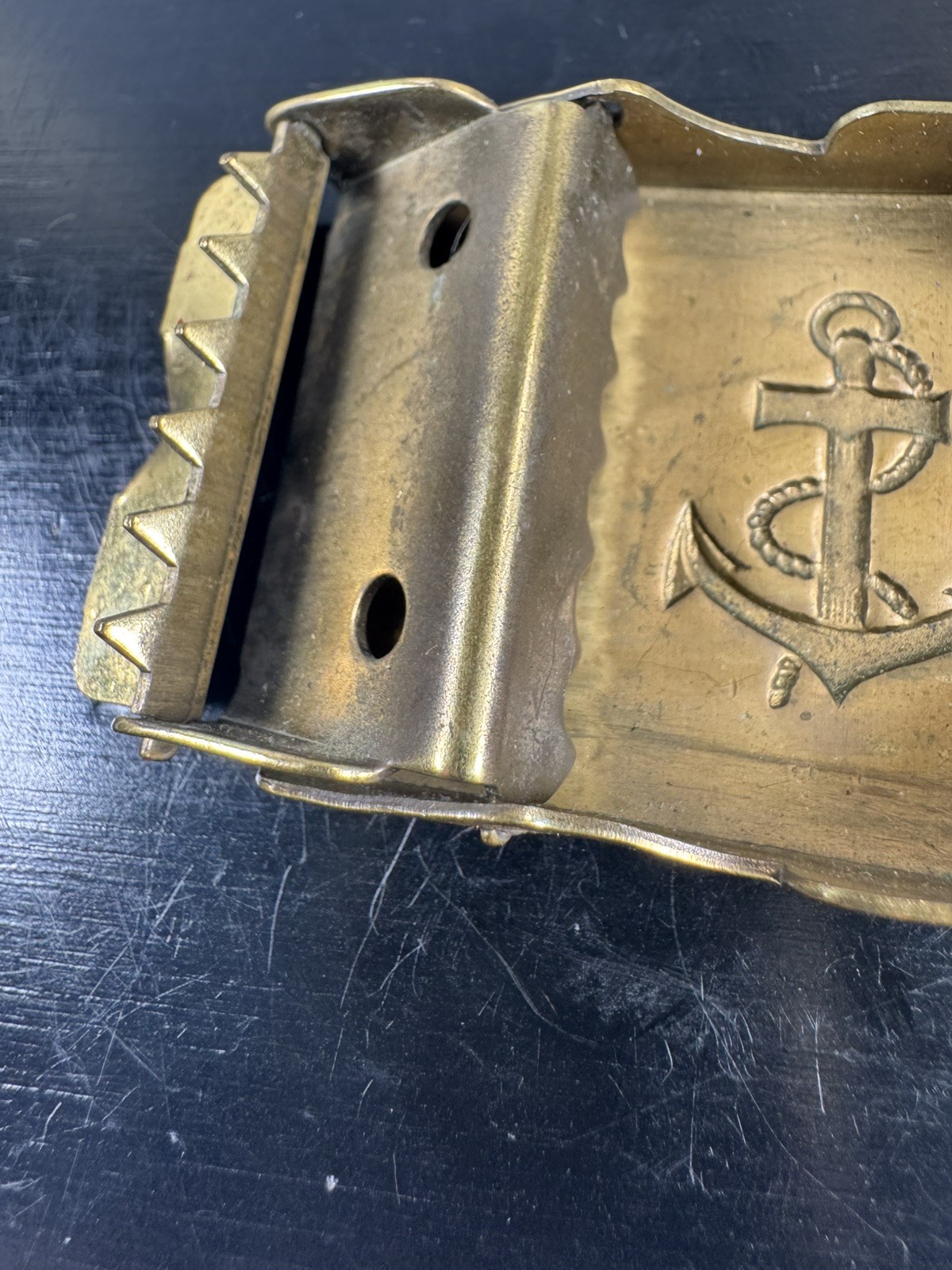 Vintage Solid Brass Anchor Belt Buckle 1.25” Belt Nautical Marine RARE
