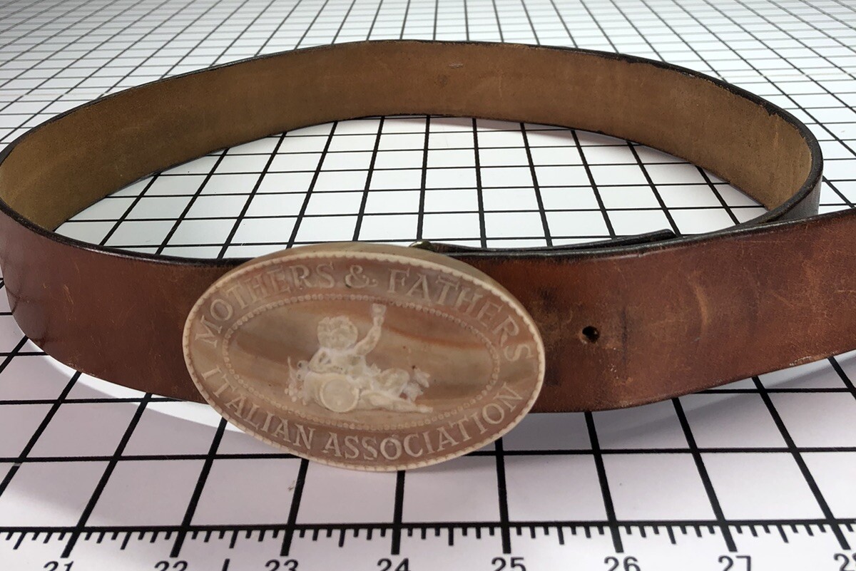 Incolay Stone Mothers And Fathers Italian Assoc. Buckle With Leather Belt