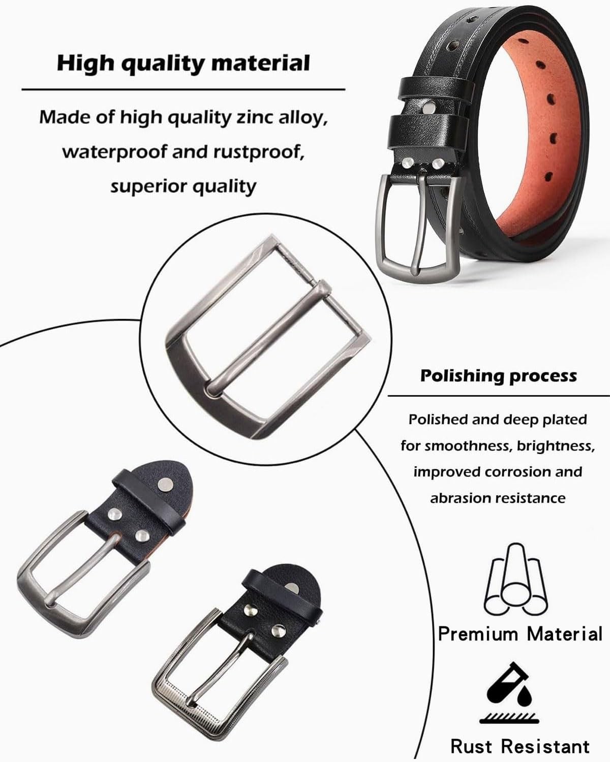 2 Pack Single Belt Buckle for Replacement, for Men Classic Belt Buckle…
