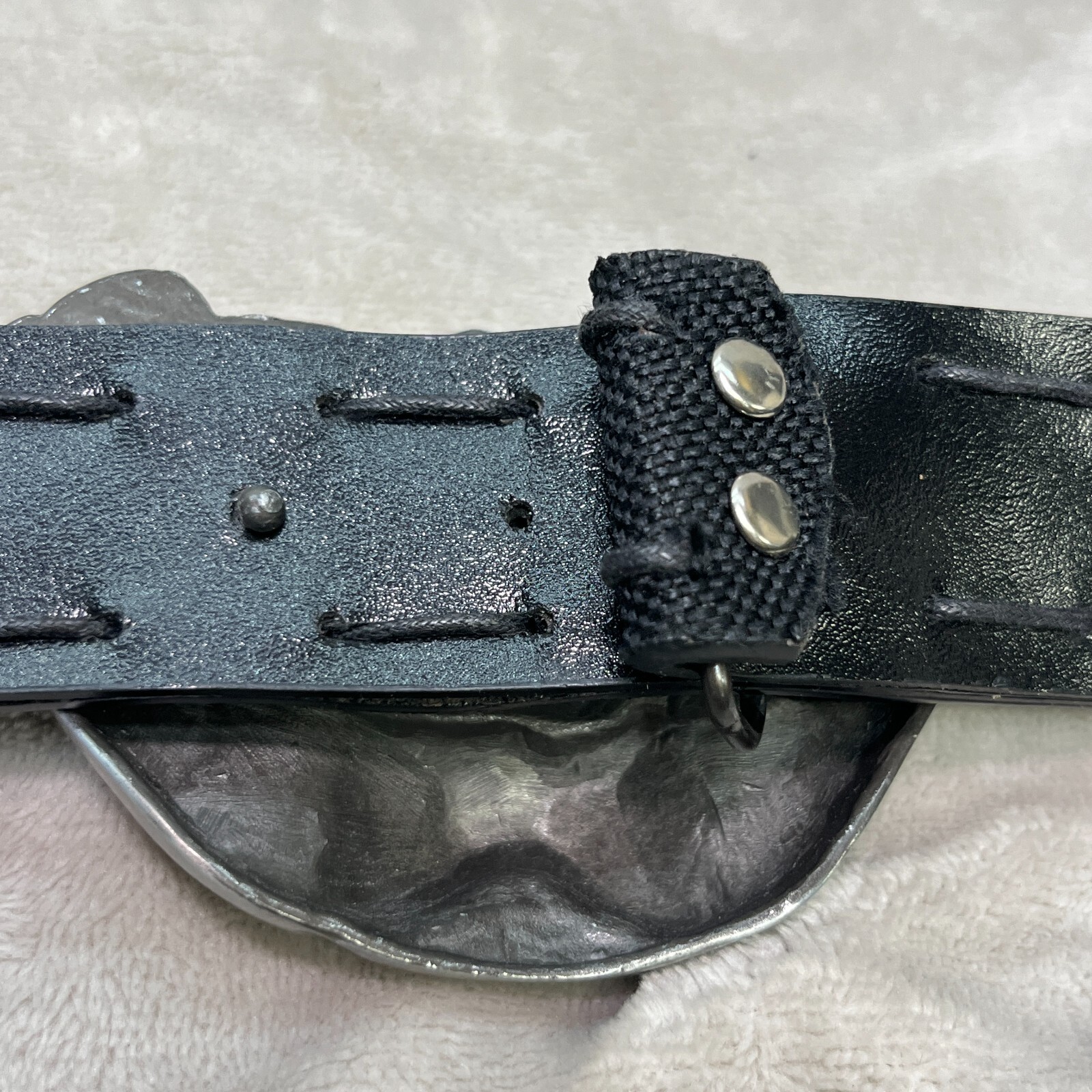 Pirate Jolly Roger Belt Buckle With Belt Pewter Silver Tone Swashbuckler 4&Prime;x3&Prime;