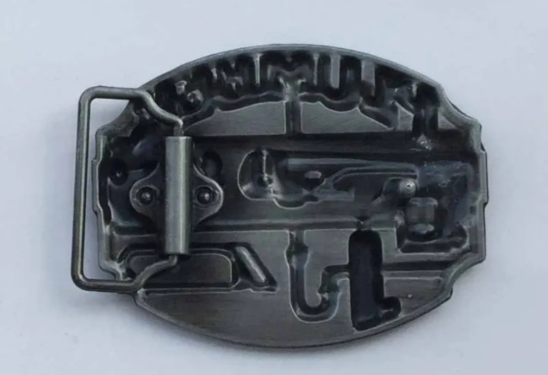 Silver Plumber Tools Occupational Metal Belt Buckle Men Antique Finish 3.5×2.75