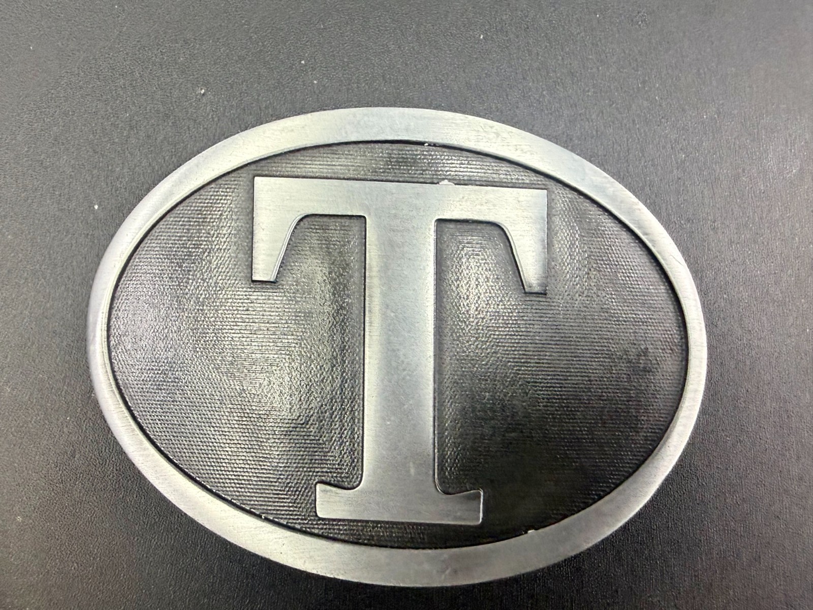 Initial Block Letter T Montana Silversmiths RARE Grey & Black Color Belt Buckle