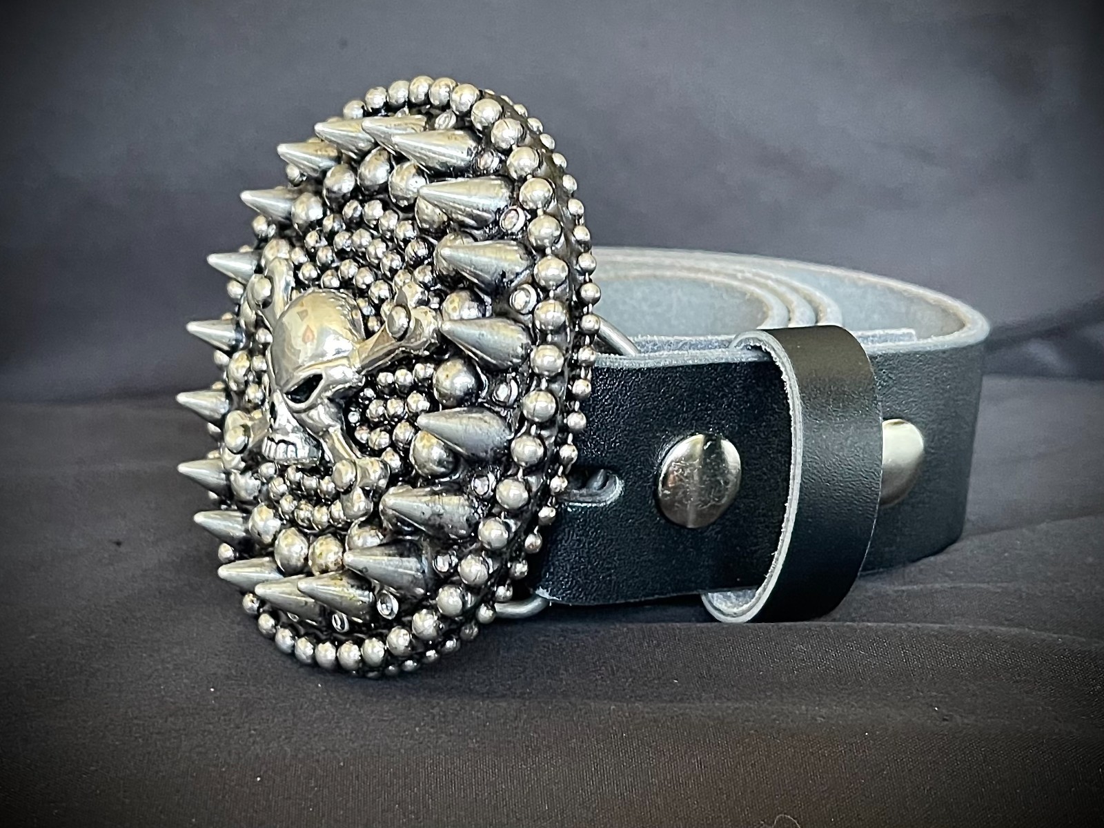Skull & Crossbones Belt Buckle Gothic Biker Wearable Art OOAK Darren McNeese