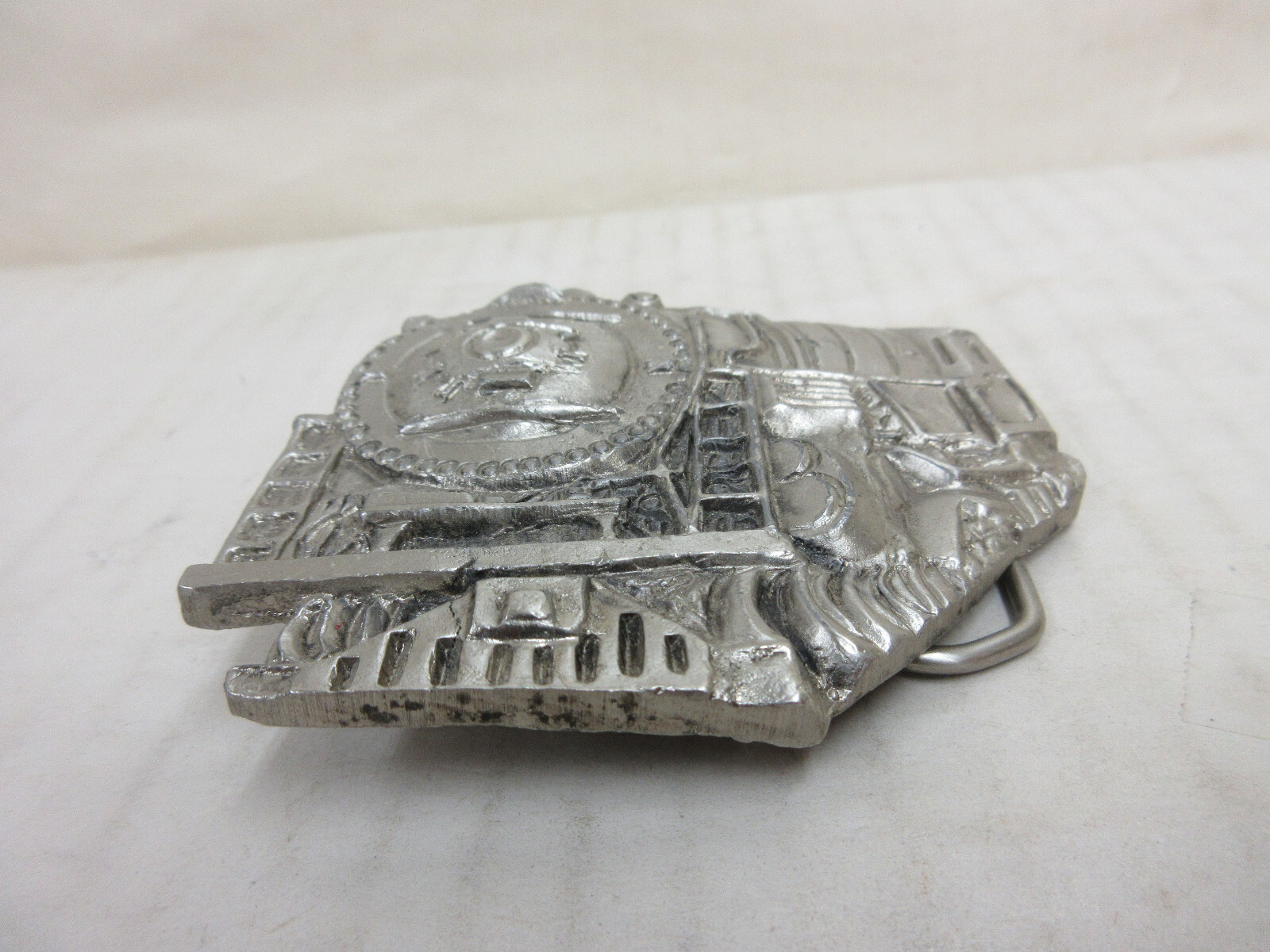 1970s InStyle Locomotive Train Belt Buckle White Metal Men&rsquo;s Fashion Accessory