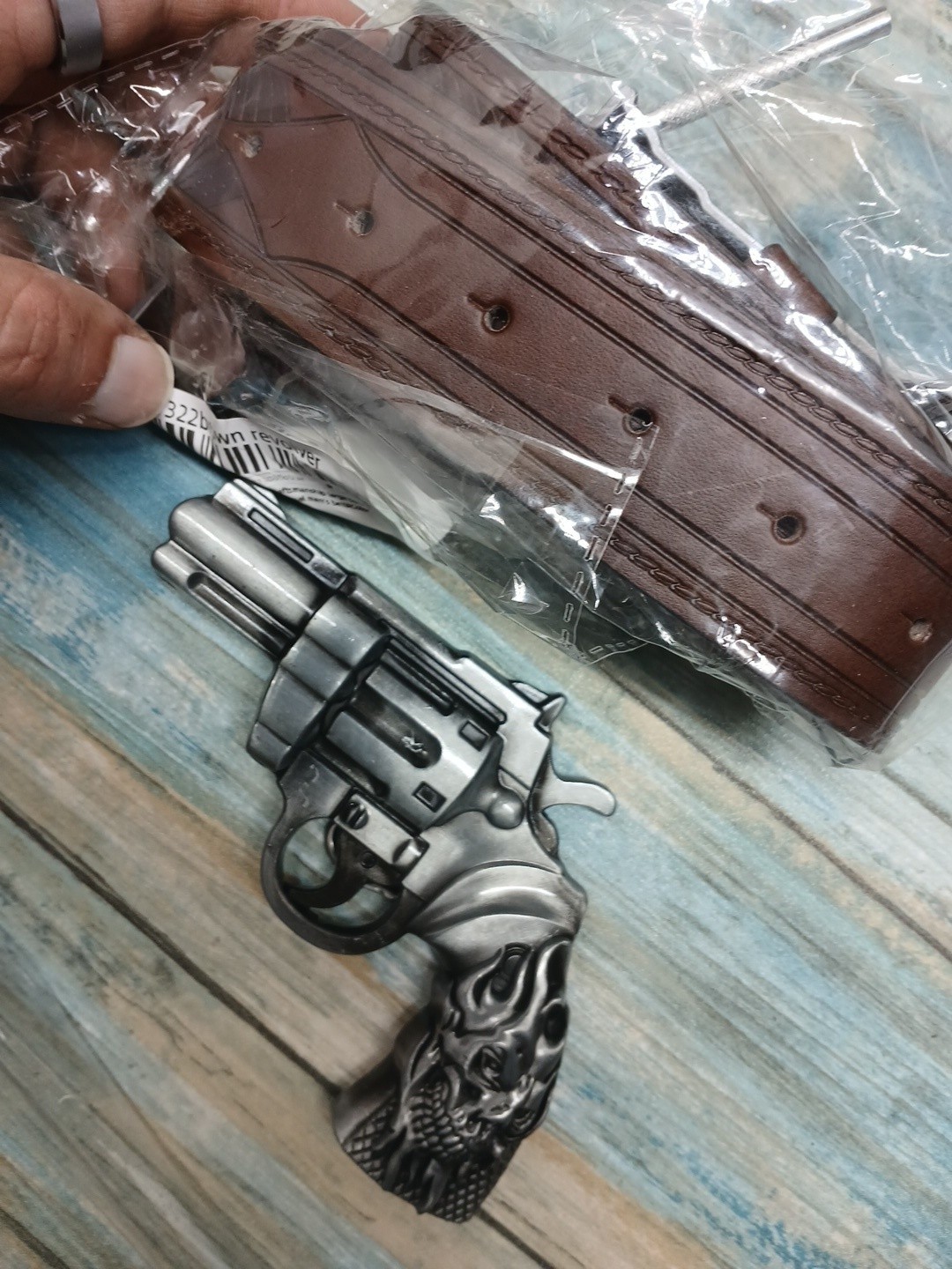 New Men Silver Metal Western Old School Fashion Belt Revolver Gun *120cm Belt