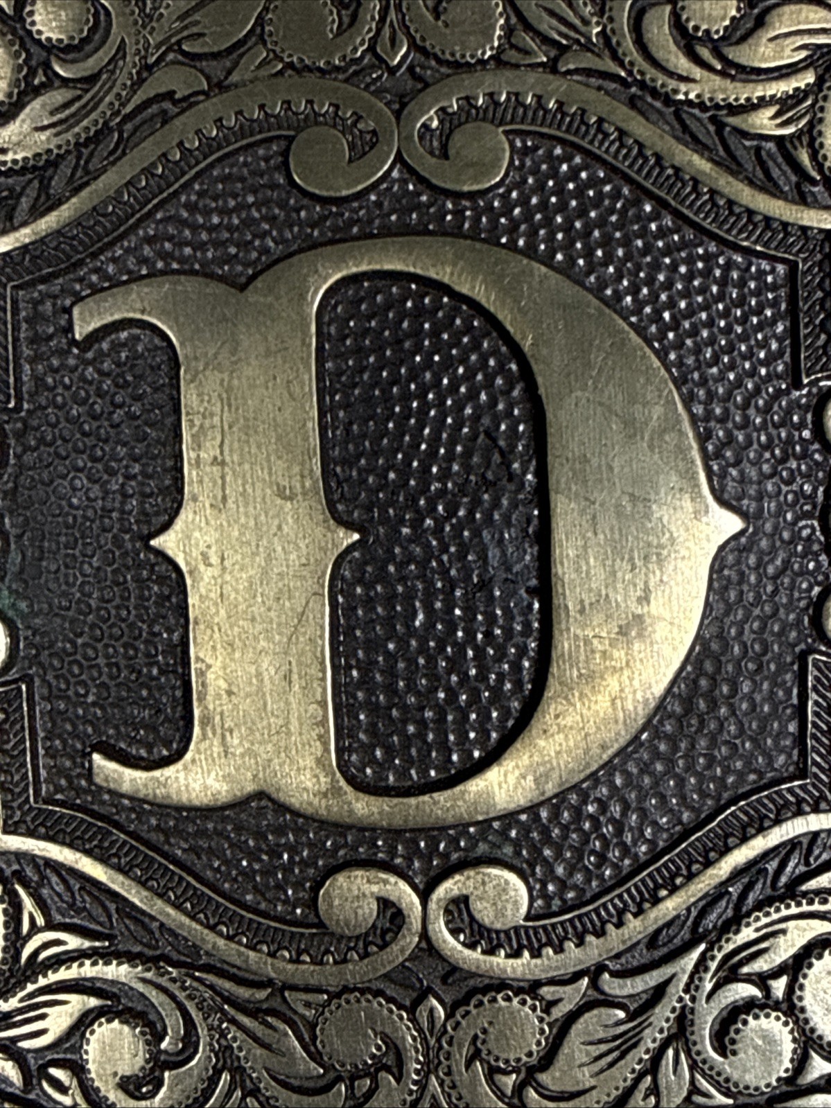 Award Design Medals Vintage Solid Brass Initial D Western Belt Buckle
