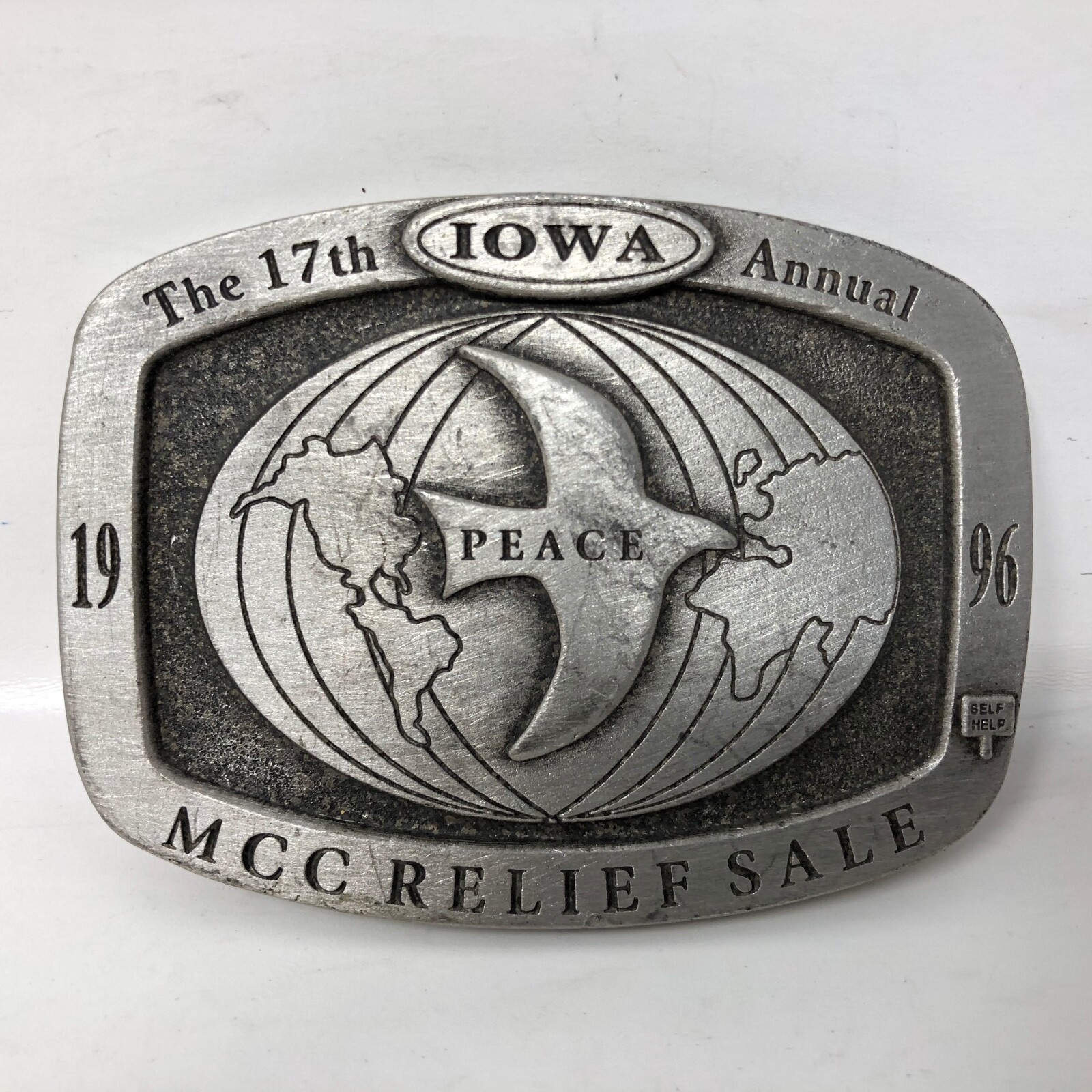 VTG 17th Iowa Annual MCC Relief Sale 1996 Belt Buckle Mennonite Christian Help