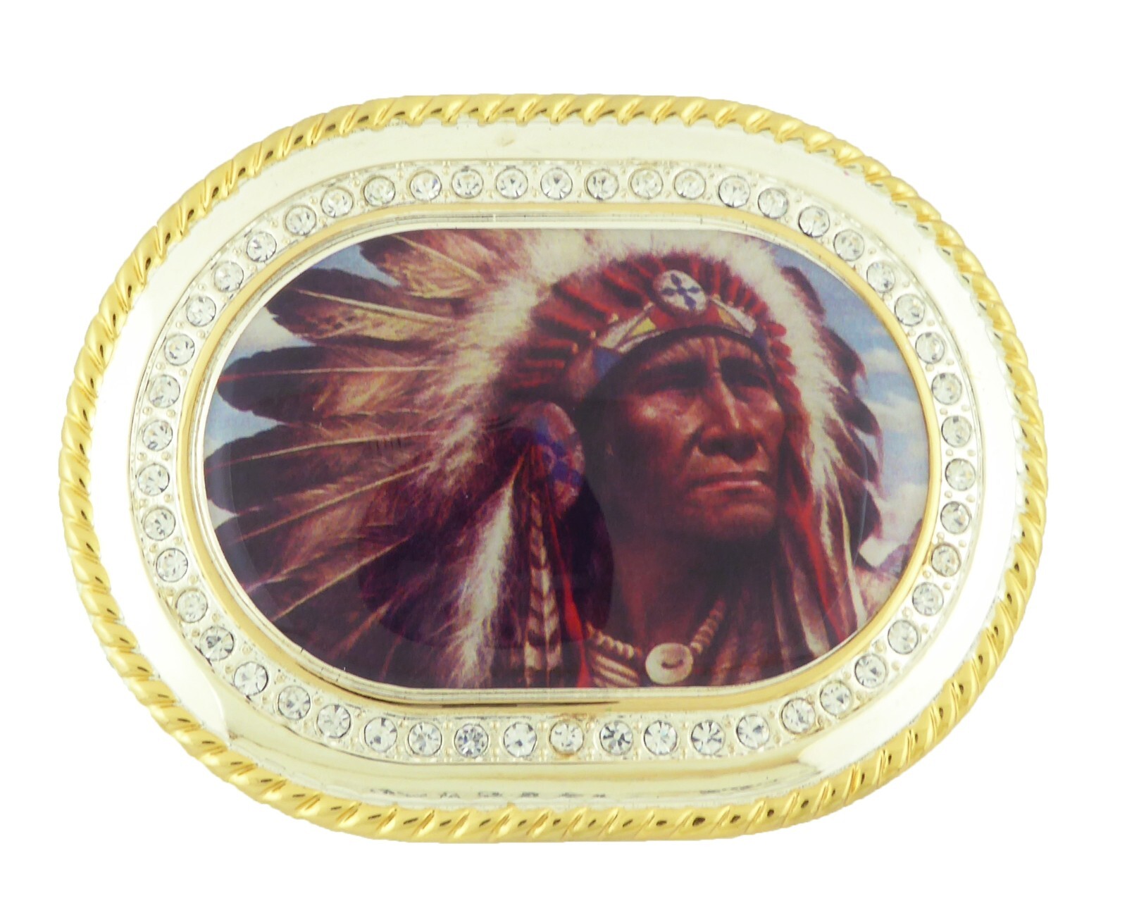 Native American Chief Belt Buckle Removable Lighters Spinner Indigenous Peoples