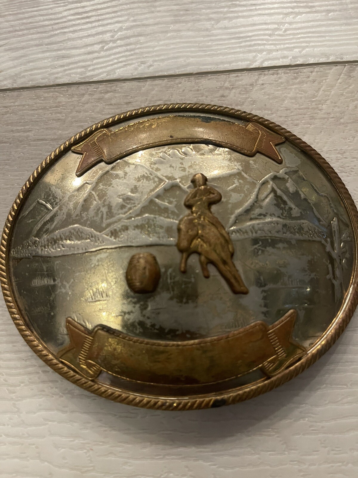 Gorgeous! Vintage German Silver Barrel Race Belt Buckle Cowboy Western Free Ship
