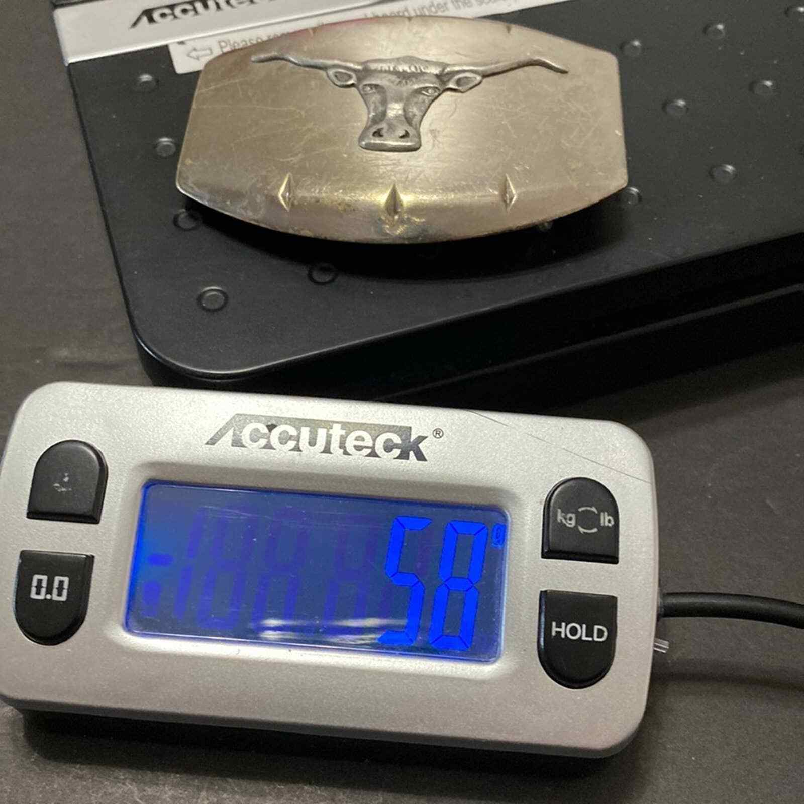 Vintage JUSTIN Nickel Silver Texas Longhorn Steer Cattle Bull Rodeo Belt Buckle