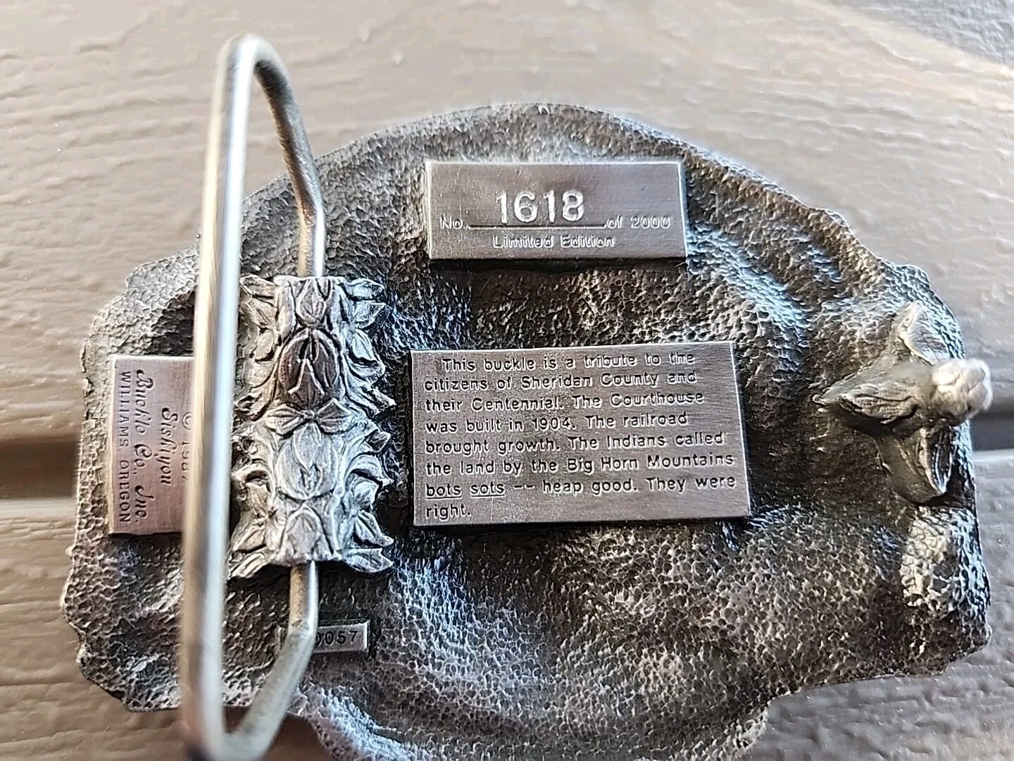 Belt buckle from Sheridan County Wyoming Centennial 1888 To 1988 B74