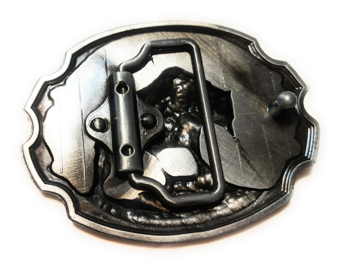 Bear grizzly Black belt buckle Scenery 3.1×2.4&Prime; Full Metal Outdoors USA Seller