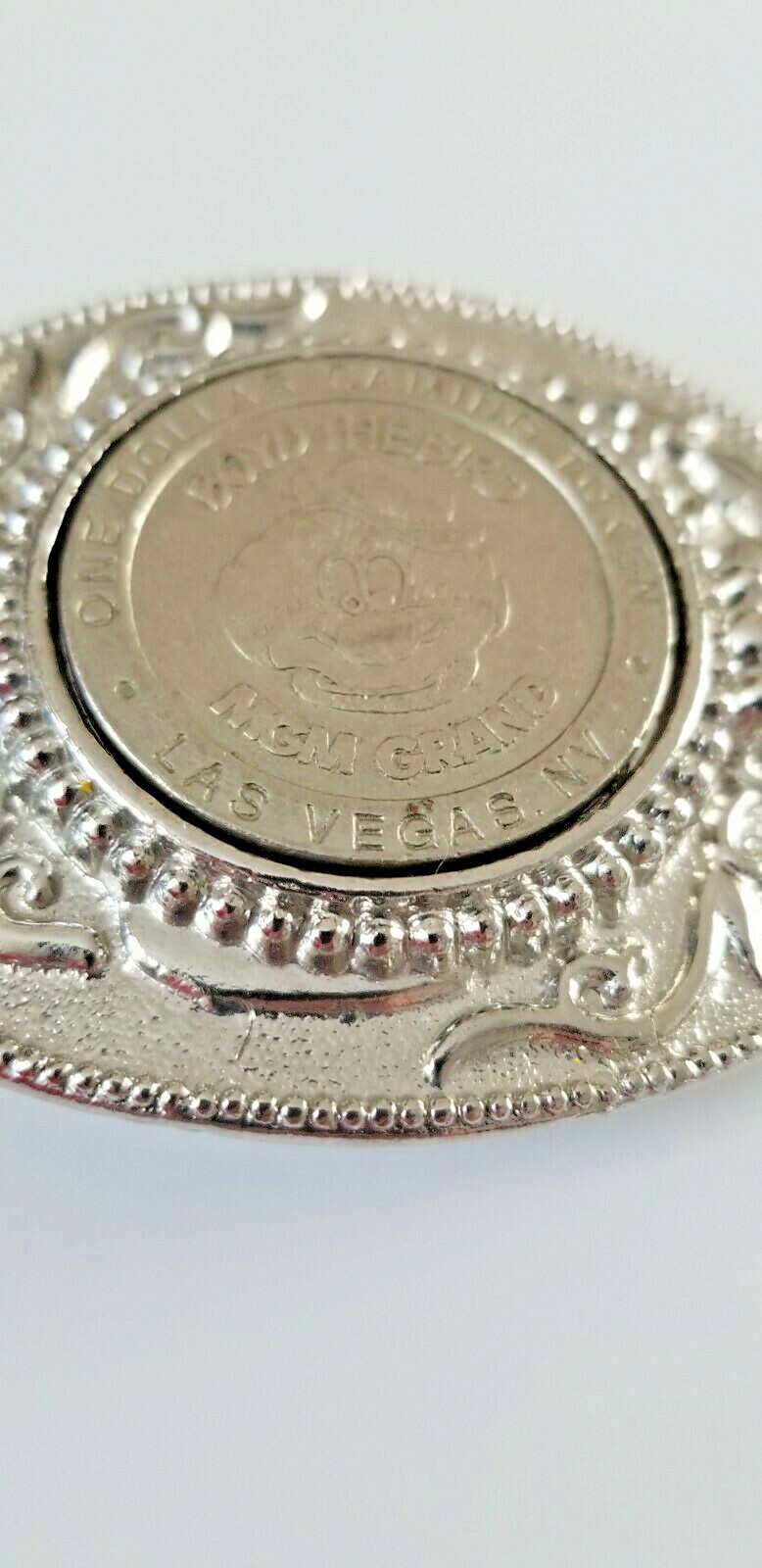 MGM Grand Las Vegas Boyd the Bear One Dollar Gaming Token Belt Buckle