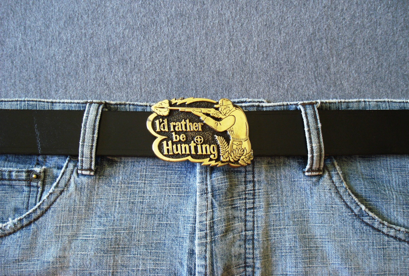 1978 VTG I&rsquo;d Rather Be Hunting The Great American Buckle Co. Belt Buckle #529