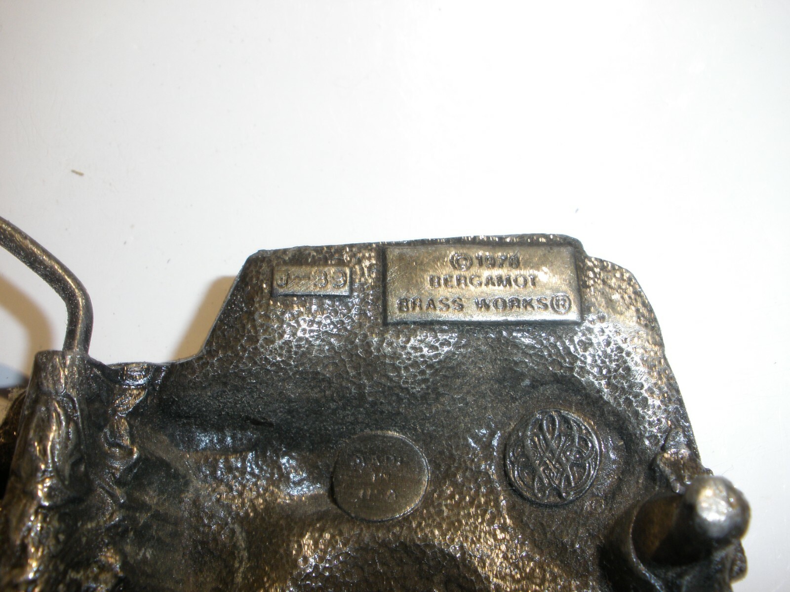 Vintage 1978 70s « 4×4 » 3D Pewter Jeep Bergamot Brass Works Belt Buckle # J-39