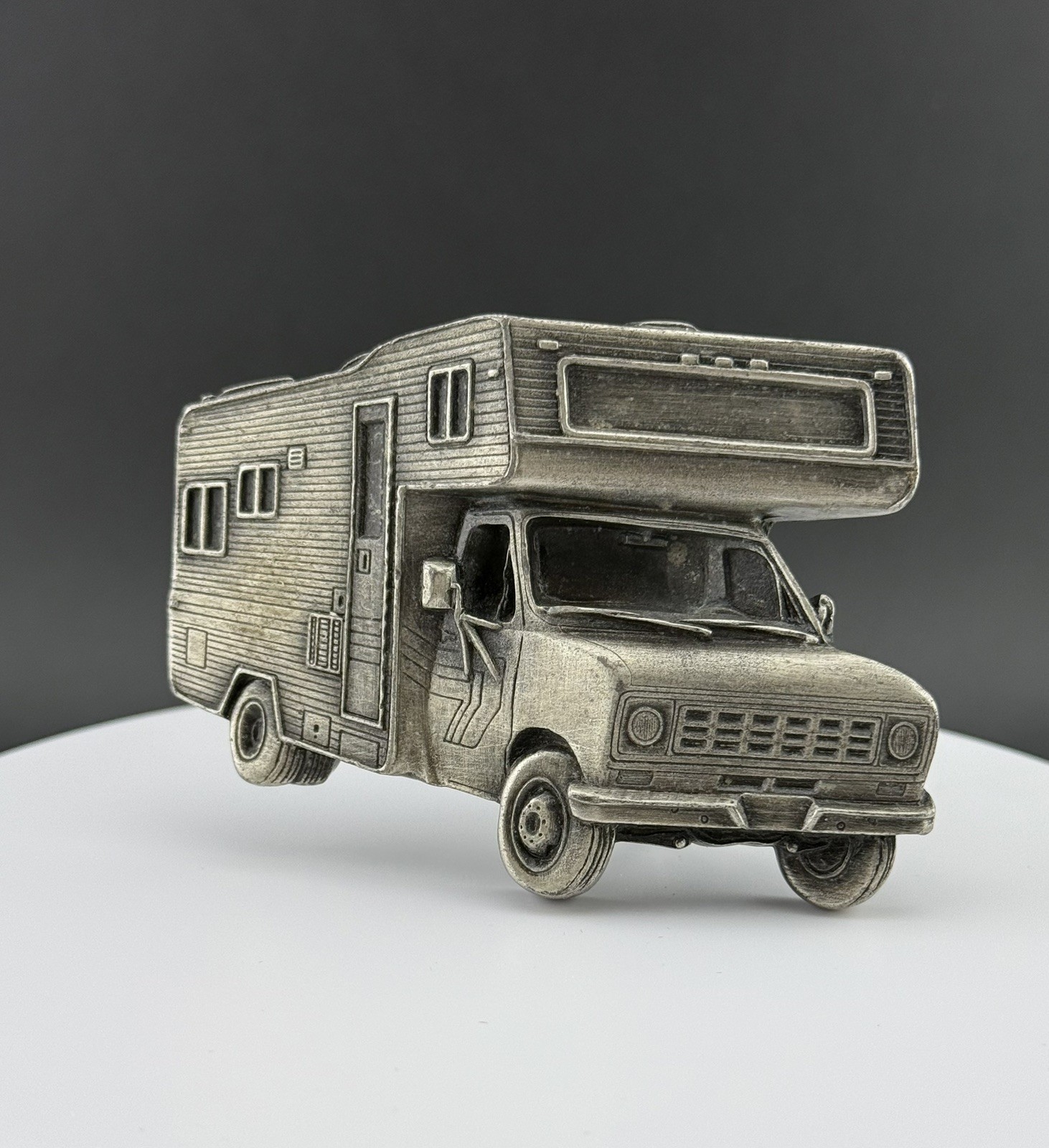 1979 Bergamot RV Motorhome Belt Buckle Vintage Camper Heavy 3D Relief Sculptural