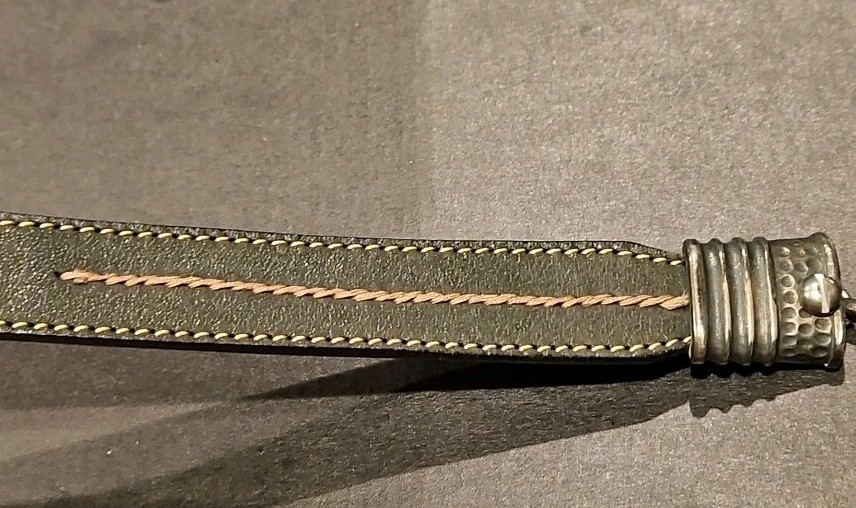 Unique Buckle Leather Belt. Dark Green 36 Inches Unisex