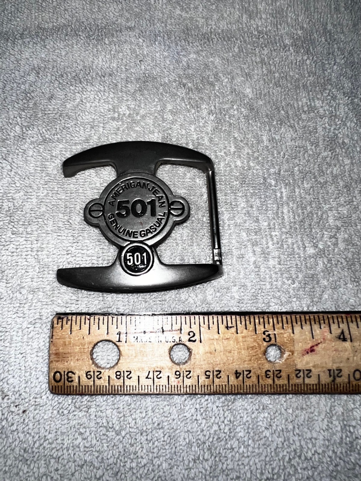 LEVI&rsquo;S AMERICAN 501 JEANS Silver METAL COLOR BELT Buckle Insignia RARE COOL👖🙏