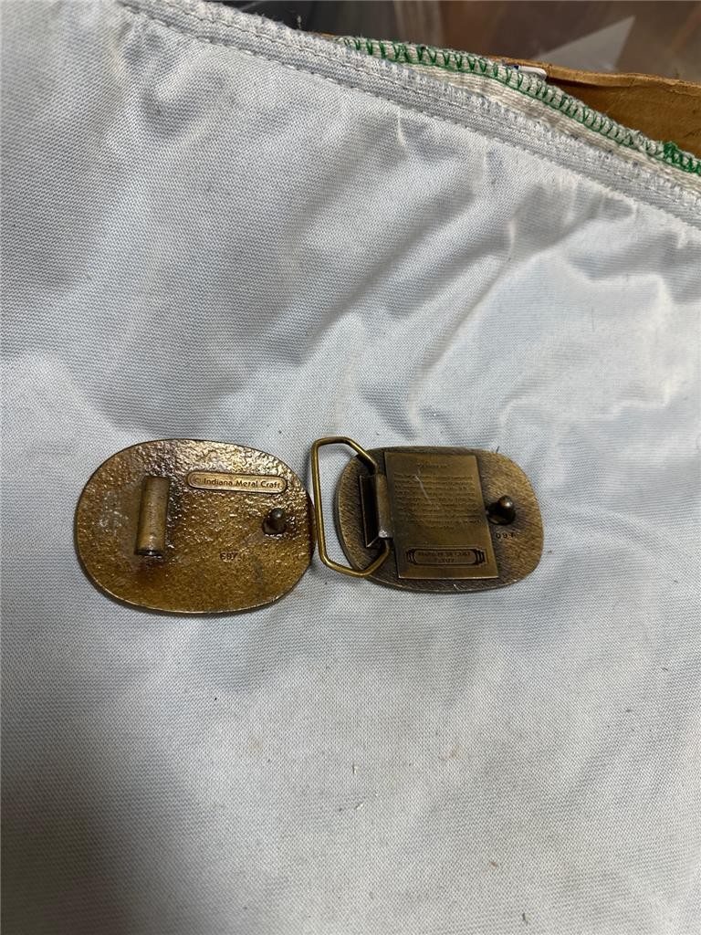 Vintage Indiana Medal Craft Lot of 2 Buckles – Polar Bear and Doe and Buck AS IS