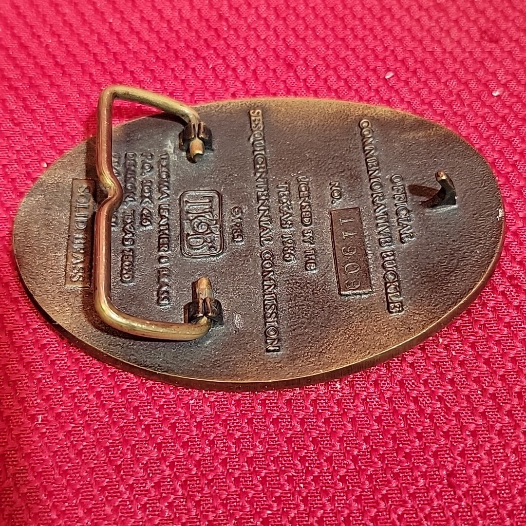 3.5&Prime; TEXAS SESQUICENTENNIAL BELT BUCKLE Numbered VINTAGE 1986 Brass metal Texoma