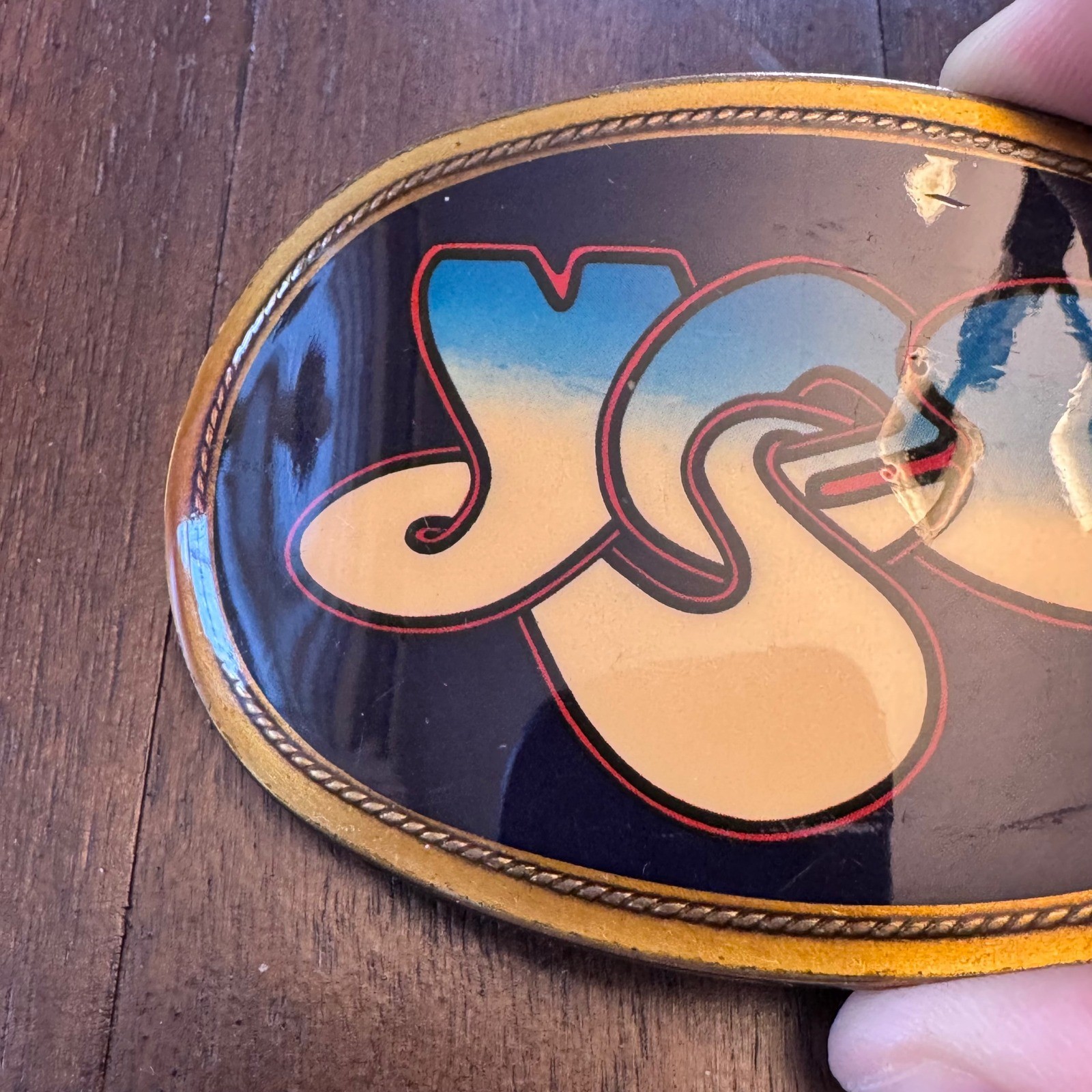 Vintage YES Band Logo Belt Buckle 1977 Pacifica Mfg Brass Tone Oval