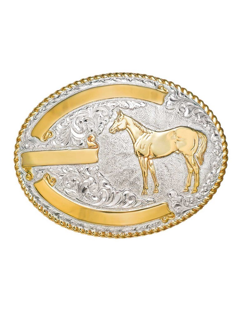 Crumrine Western Belt Buckle Engravable Equine Silver Bronze C02123