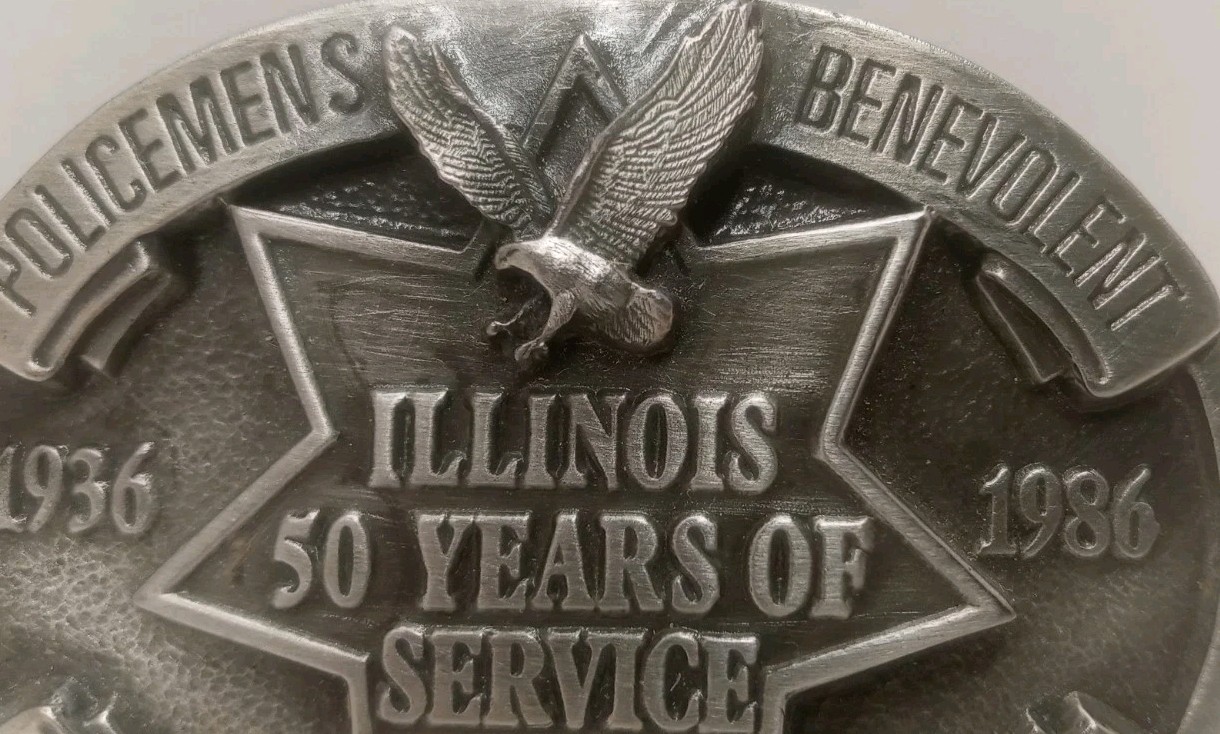 Illinois Policemens Benevolent Protective Assc. Belt Buckle 50 Years 1936-86