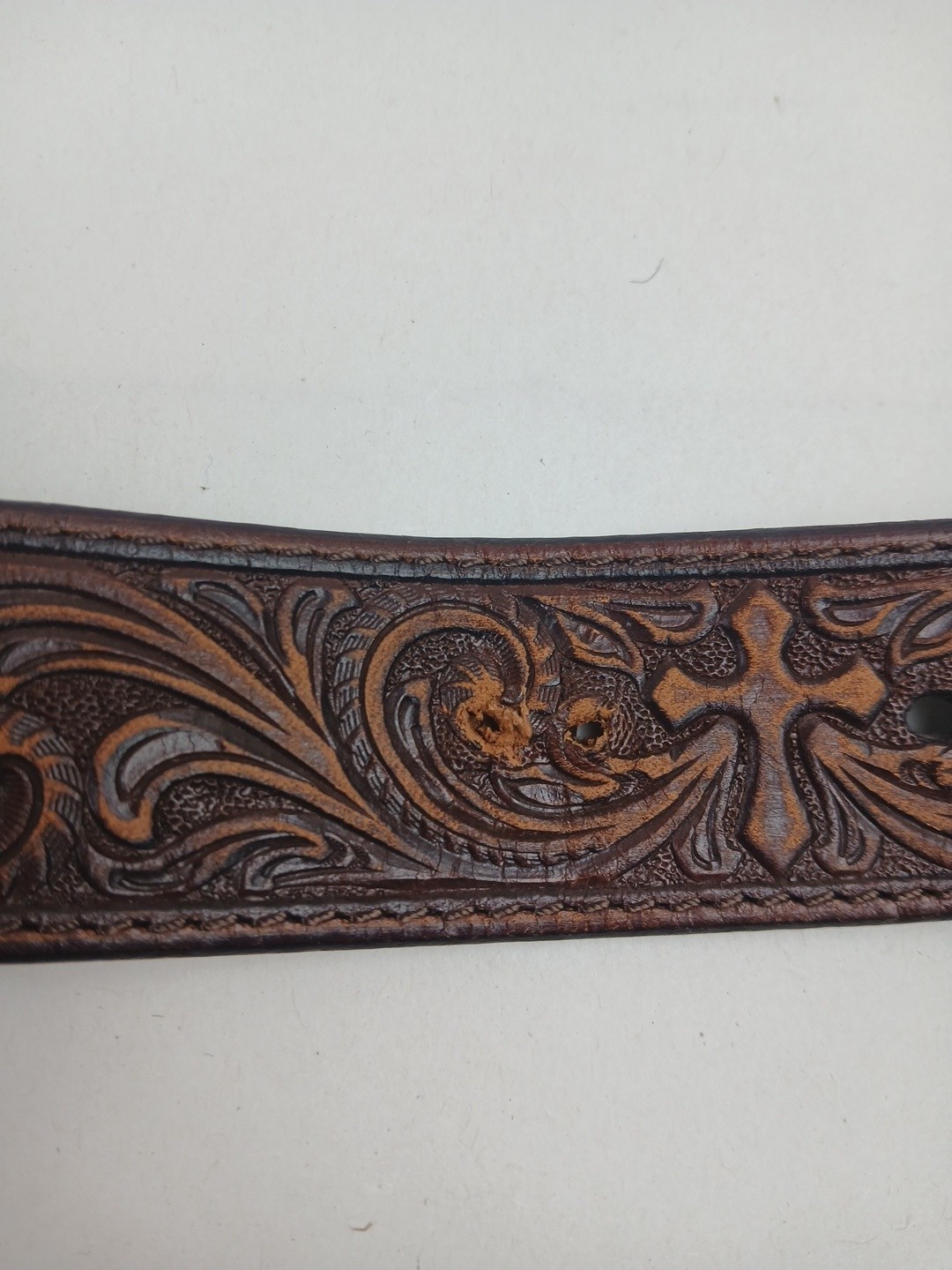 Nocona Silver Tone Western Cross Turquoise Inlay Rectangular Large Belt Buckle