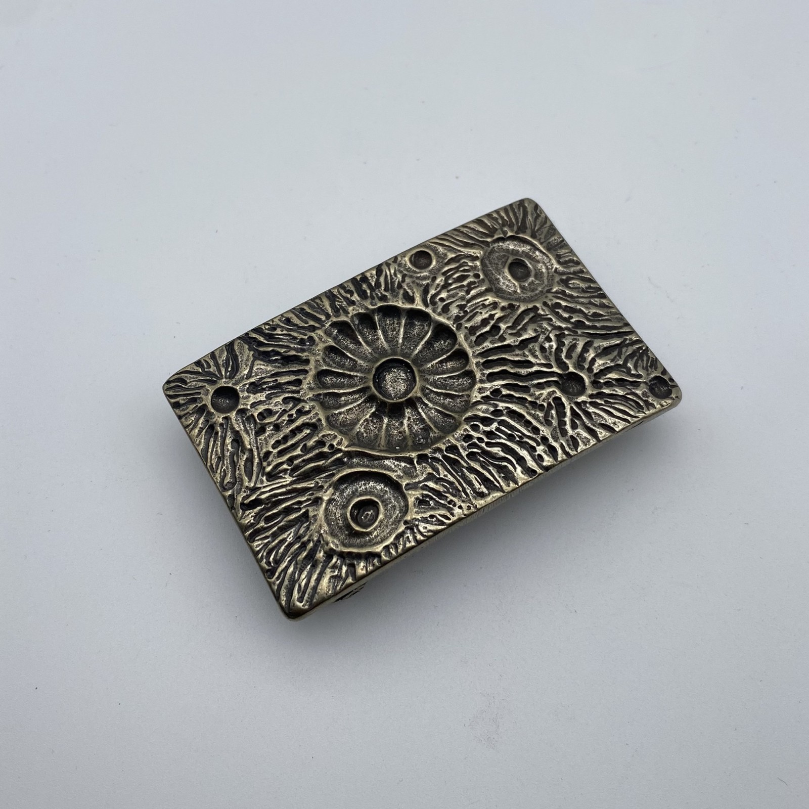 Copper Casted Leather Belt Buckle,Moon Design Rectangular Buckle