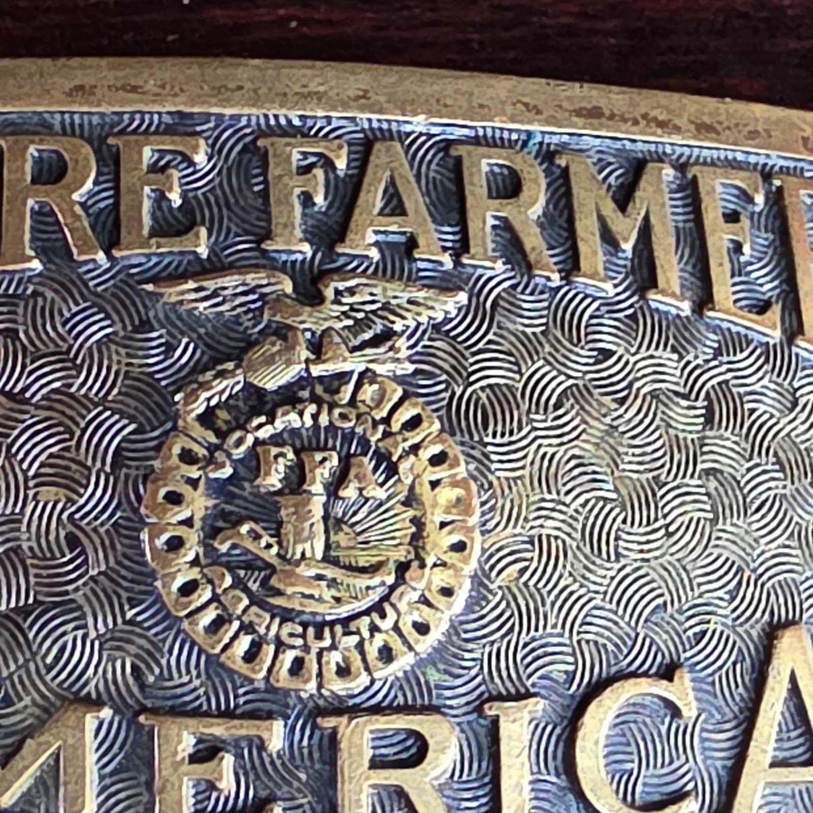 FFA Future Farmers of America Belt Buckle Gold Tone Brass USA Made Education