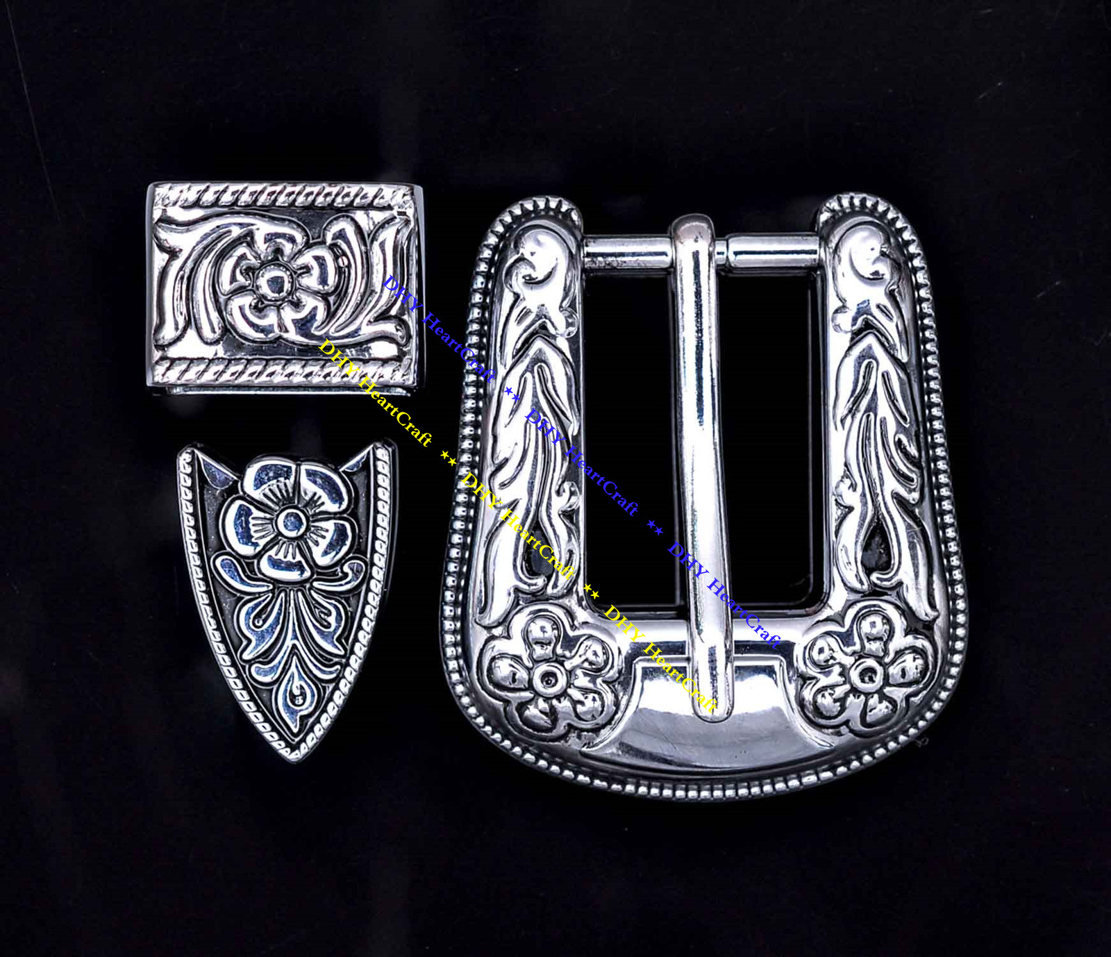 Western Style Engraved and Silver Plated Decorative Belt Buckle Fits 20mm Strap